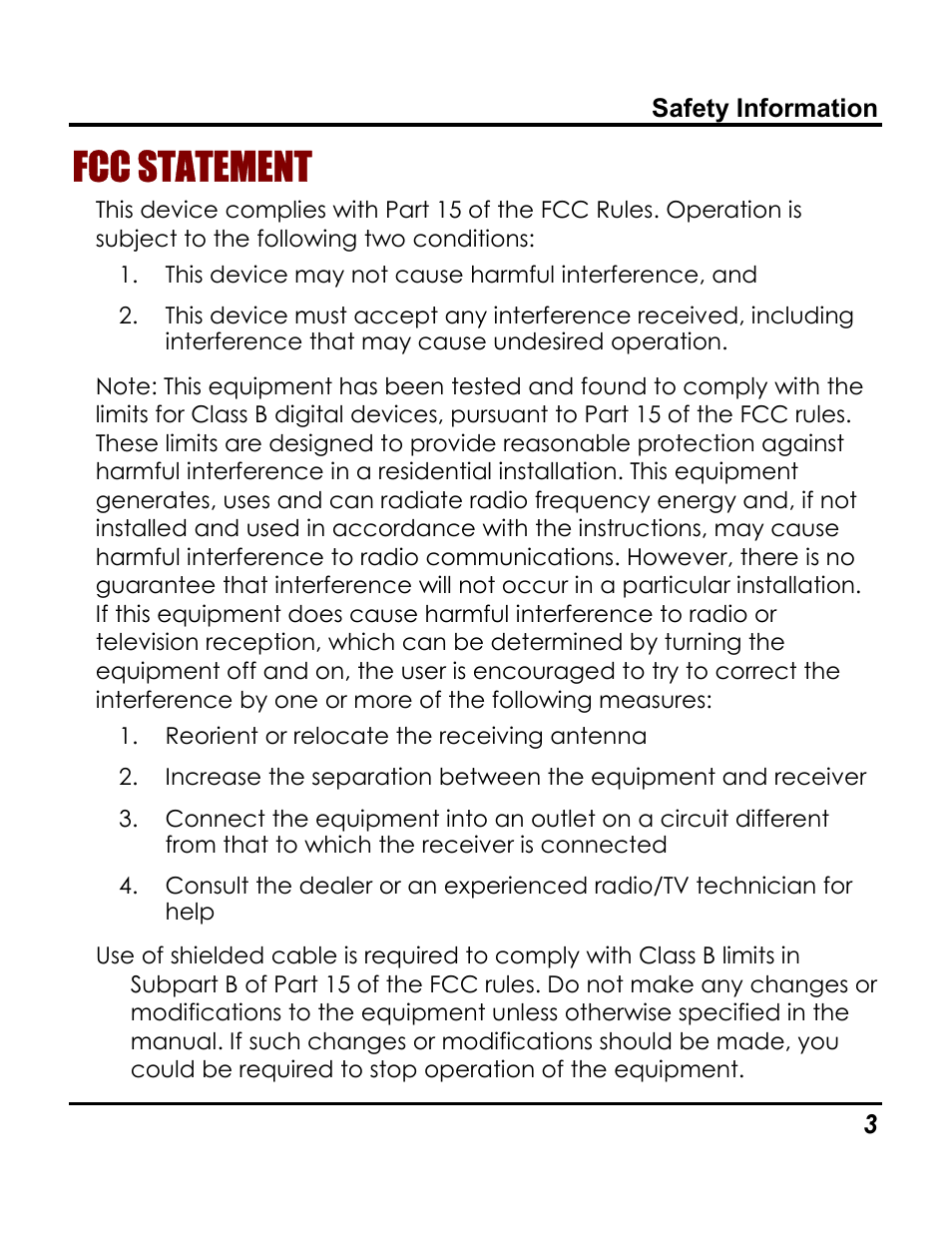 Fcc statement | Vivitar 3765 User Manual | Page 7 / 55