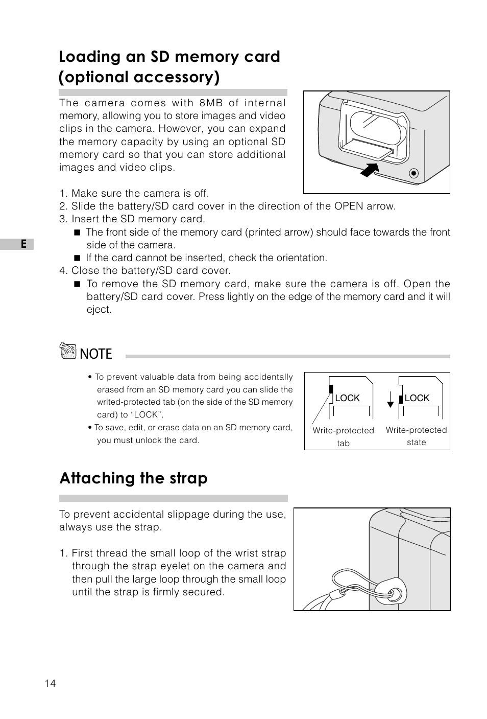Attaching the strap | Vivitar Vivicam 3715 User Manual | Page 15 / 47