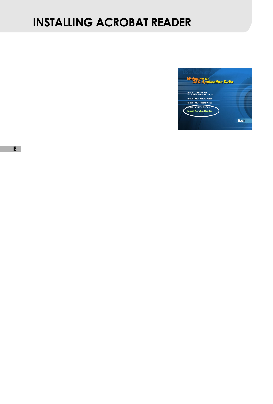 Installing acrobat reader | Vivitar Vivicam 3715 User Manual | Page 37 / 47
