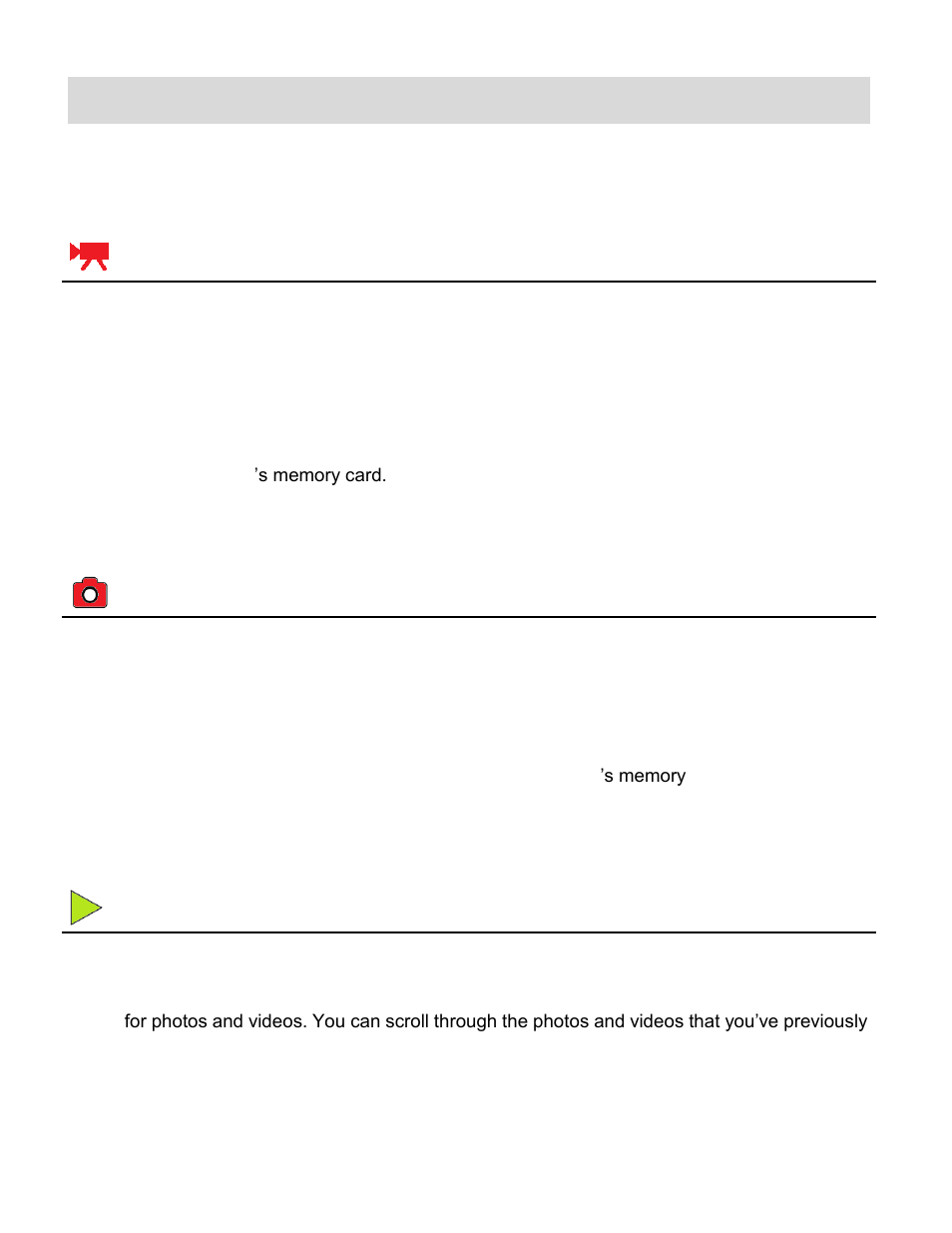 Main camcorder modes | Vivitar Digital with Camera DVR 426HDv2 User Manual | Page 8 / 37