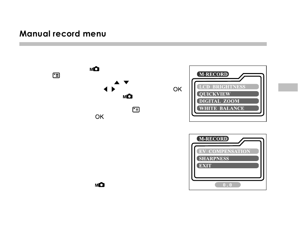 Manual record menu | Vivitar 3665 User Manual | Page 32 / 60