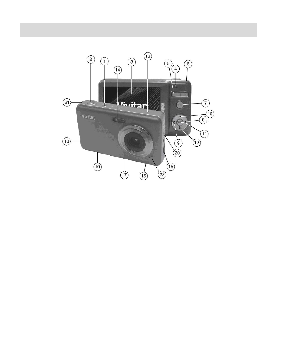 Parts of the camera | Vivitar VIVICAM X027 User Manual | Page 4 / 63