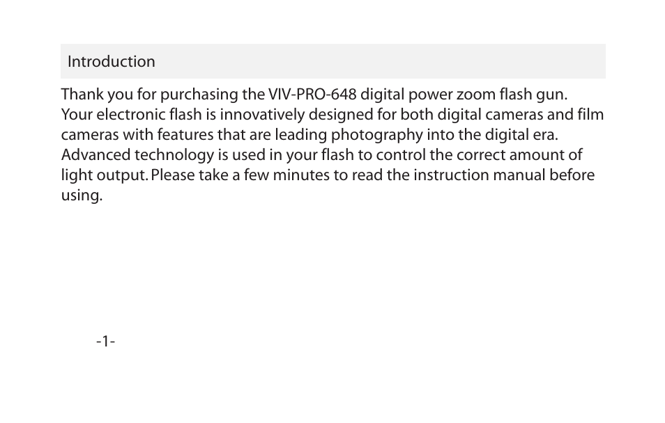 Df383 pg 2 | Vivitar DSLR AF Flash Pro 648 Power Zoom VIV-PRO-648 User Manual | Page 2 / 24