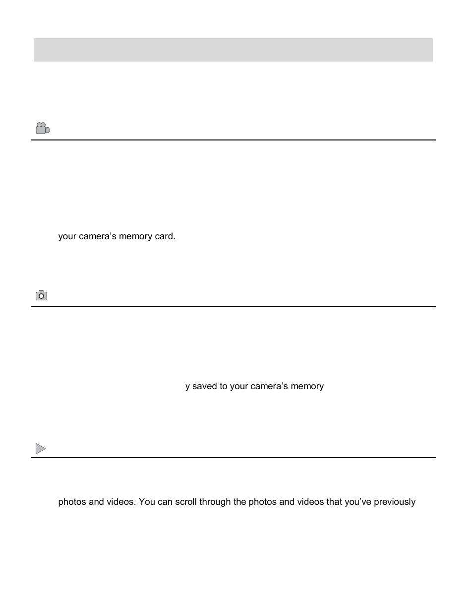 Main camera modes | Vivitar VIVICAM 620HD User Manual | Page 8 / 60