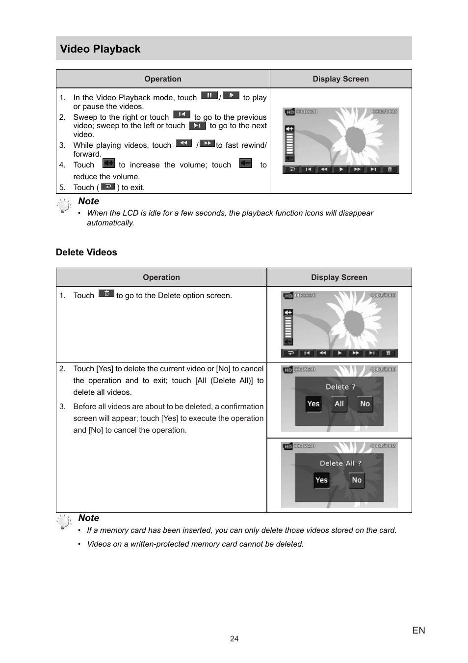 Video playback | Vivitar 990HD User Manual | Page 24 / 39