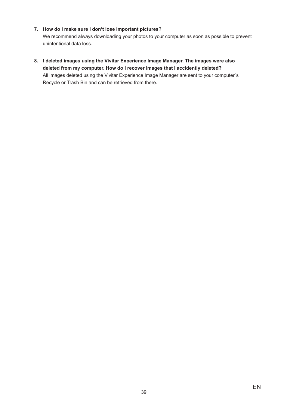 Vivitar 990HD User Manual | Page 39 / 39