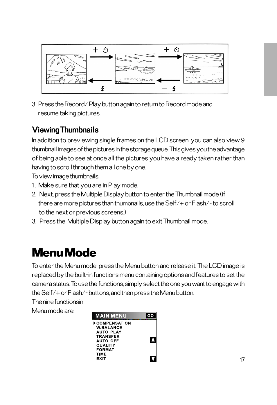 Menu mode | Vivitar Vivicam 2755 User Manual | Page 12 / 22