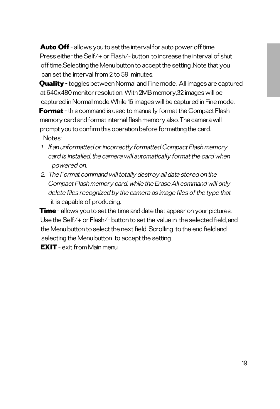It is capable of producing, Exit - exit from main menu | Vivitar Vivicam 2755 User Manual | Page 14 / 22