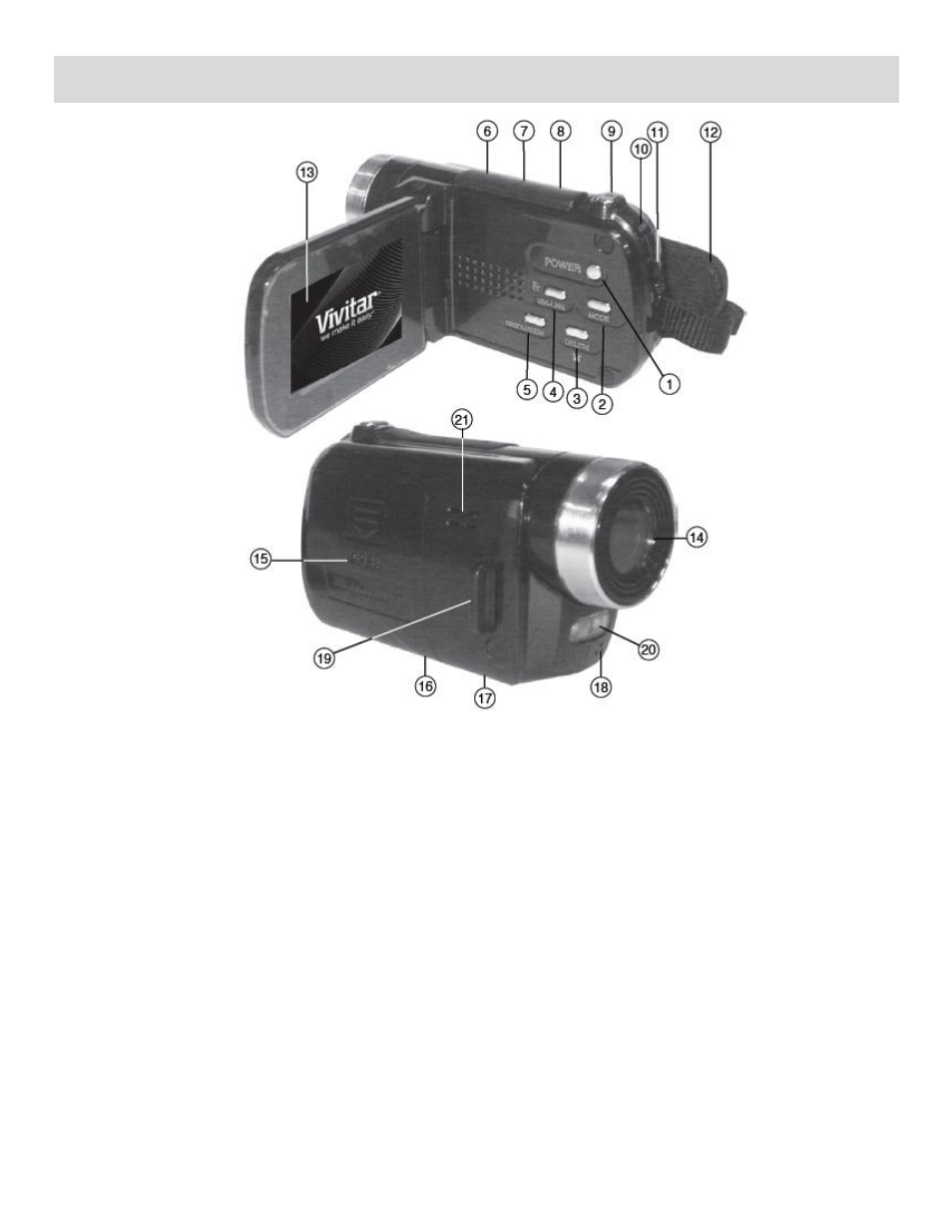 Parts of the camera | Vivitar DVR 740HD User Manual | Page 6 / 30