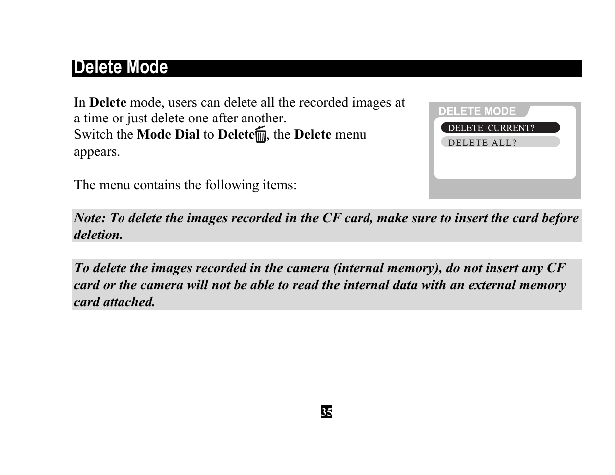 Delete mode | Vivitar 3615 User Manual | Page 47 / 65