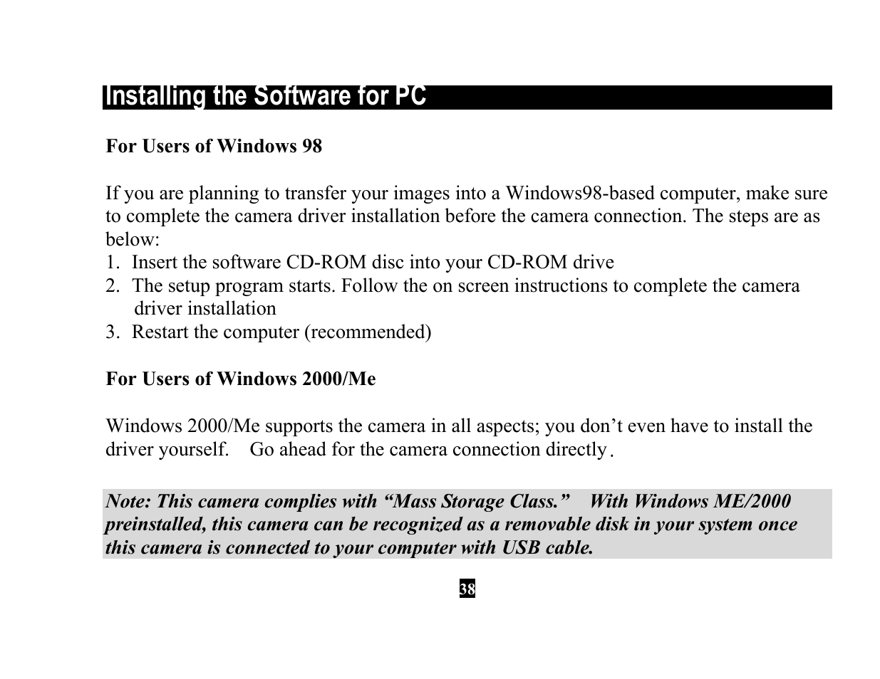 Installing the software for pc | Vivitar 3615 User Manual | Page 50 / 65