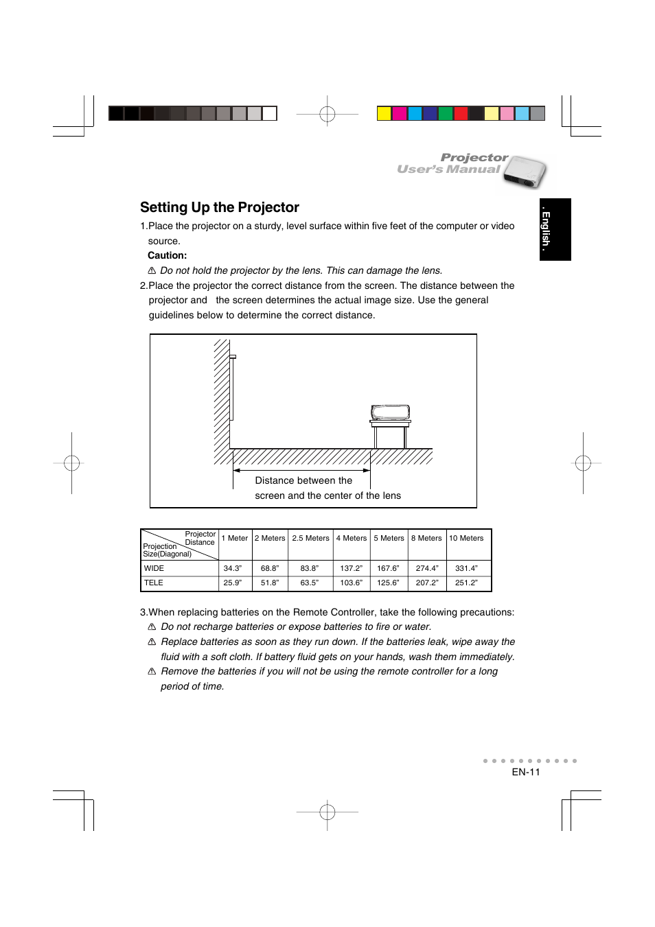 Setting up the projector | Vivitar DP-1200 X User Manual | Page 12 / 41