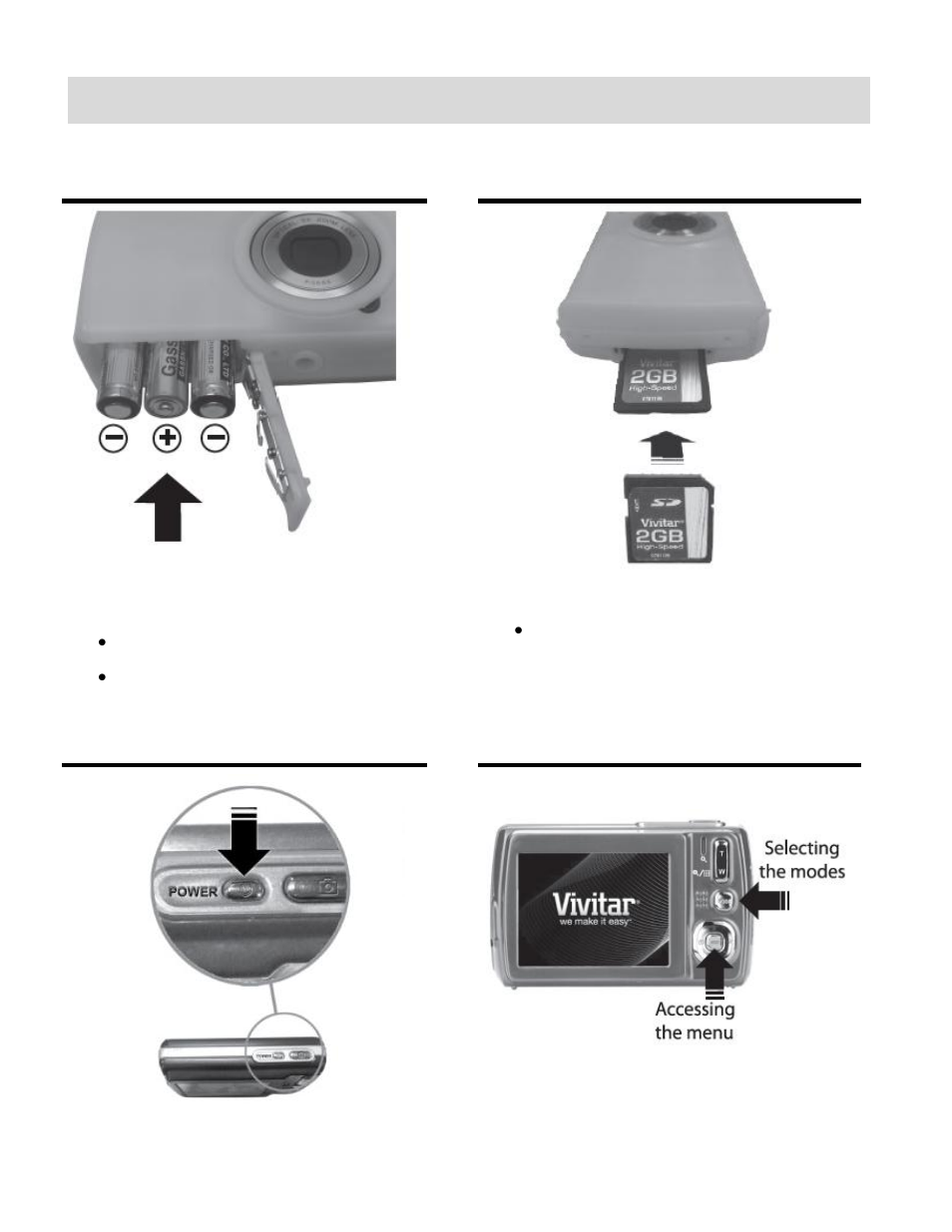 Initial camera setup | Vivitar ViviCam F332 User Manual | Page 5 / 61