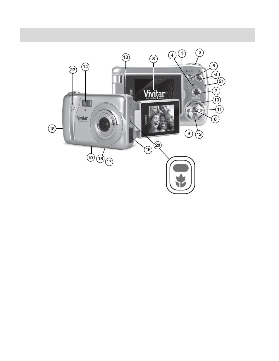 Parts of the camera | Vivitar ViviCam X014 User Manual | Page 4 / 56