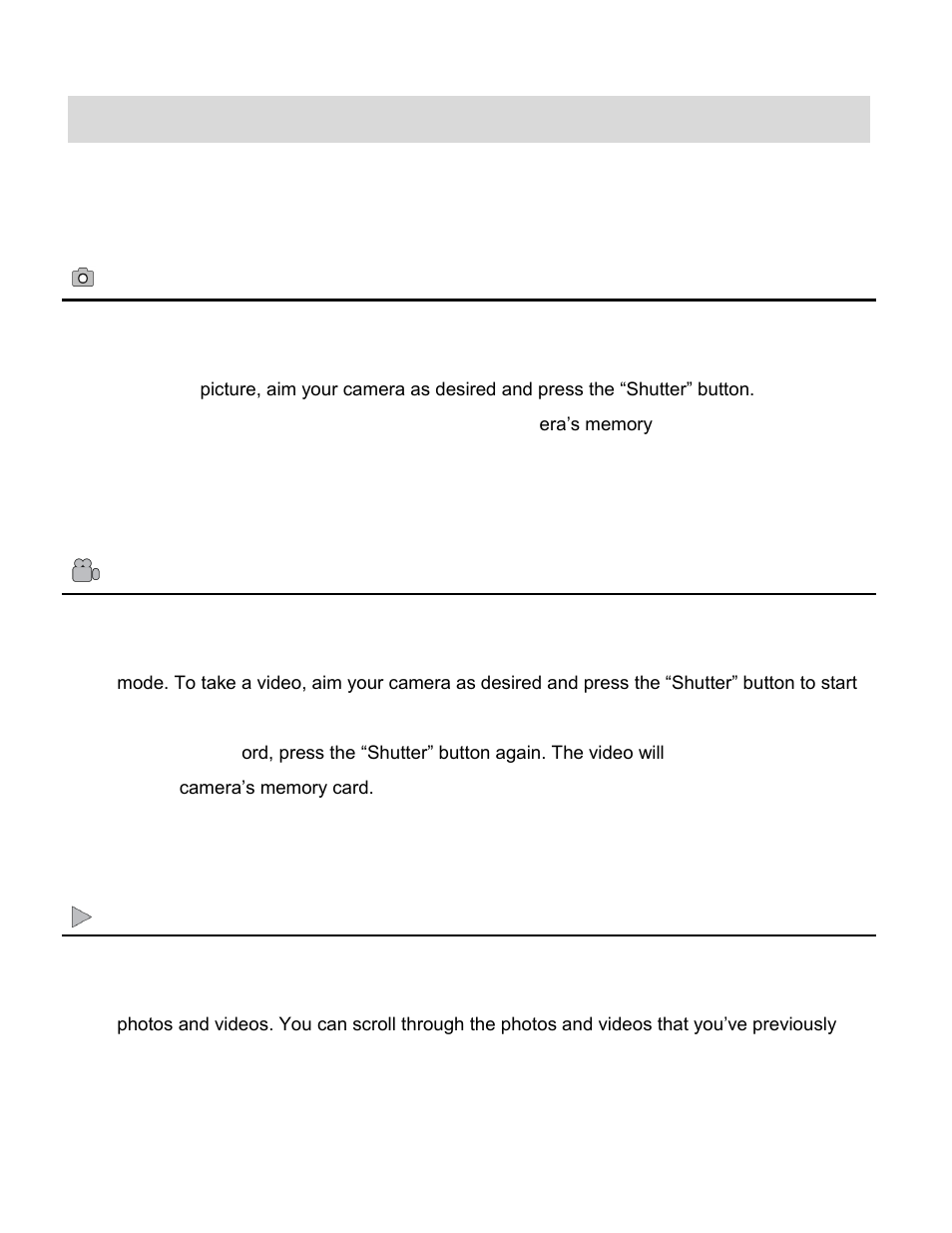 Main camera modes | Vivitar ViviCam X014 User Manual | Page 8 / 56