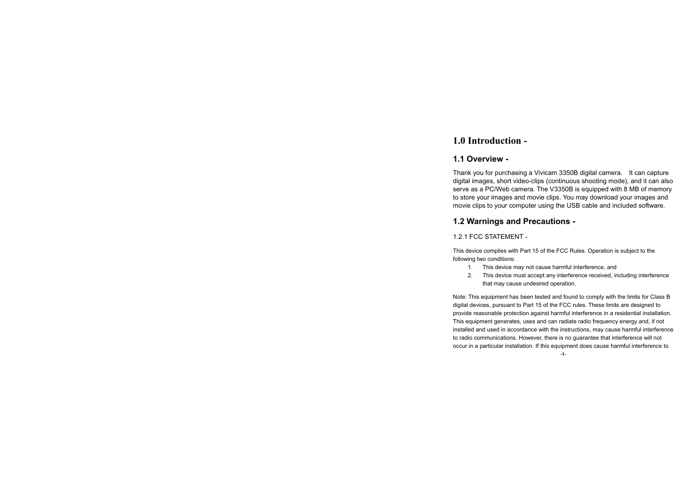 0 introduction | Vivitar Vivicam 3350B User Manual | Page 4 / 29