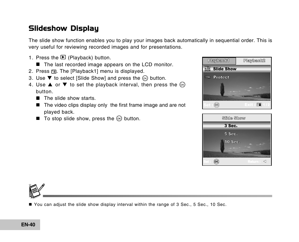 Slideshow display | Vivitar Tripod/Video Equipment User Manual | Page 40 / 70