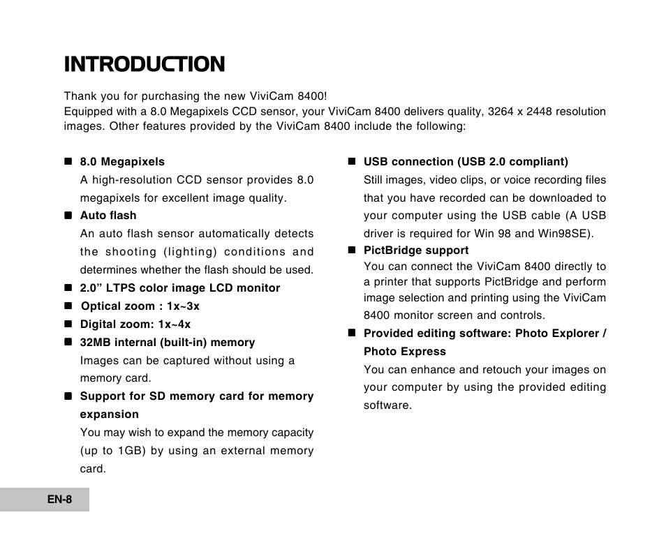 Introduction | Vivitar Tripod/Video Equipment User Manual | Page 8 / 70