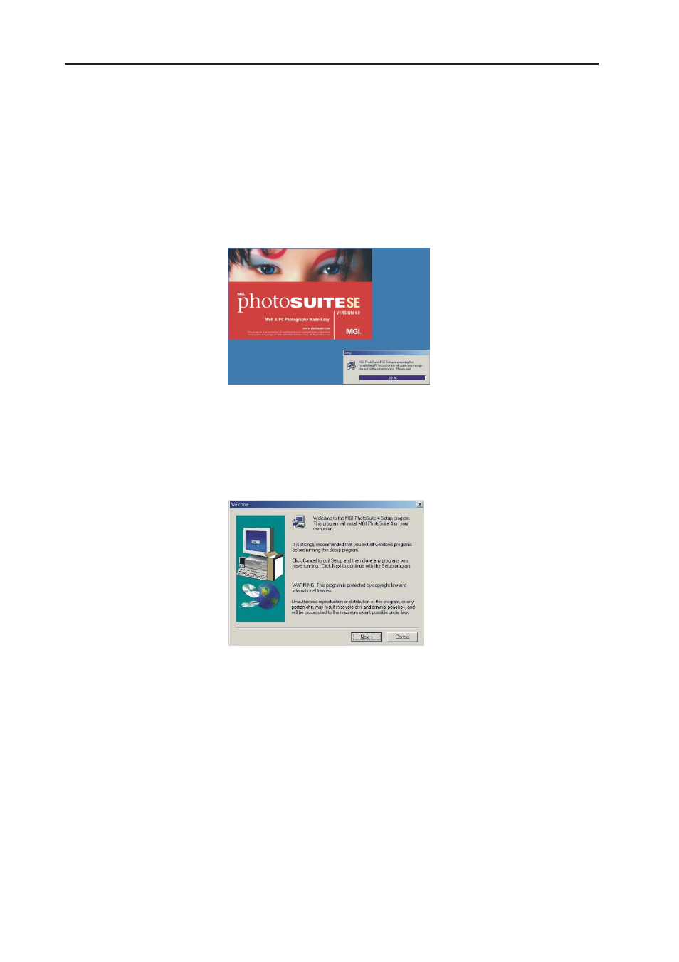 Installing mgi photosuite 4 se | Vivitar ViviCam 3730 User Manual | Page 54 / 61