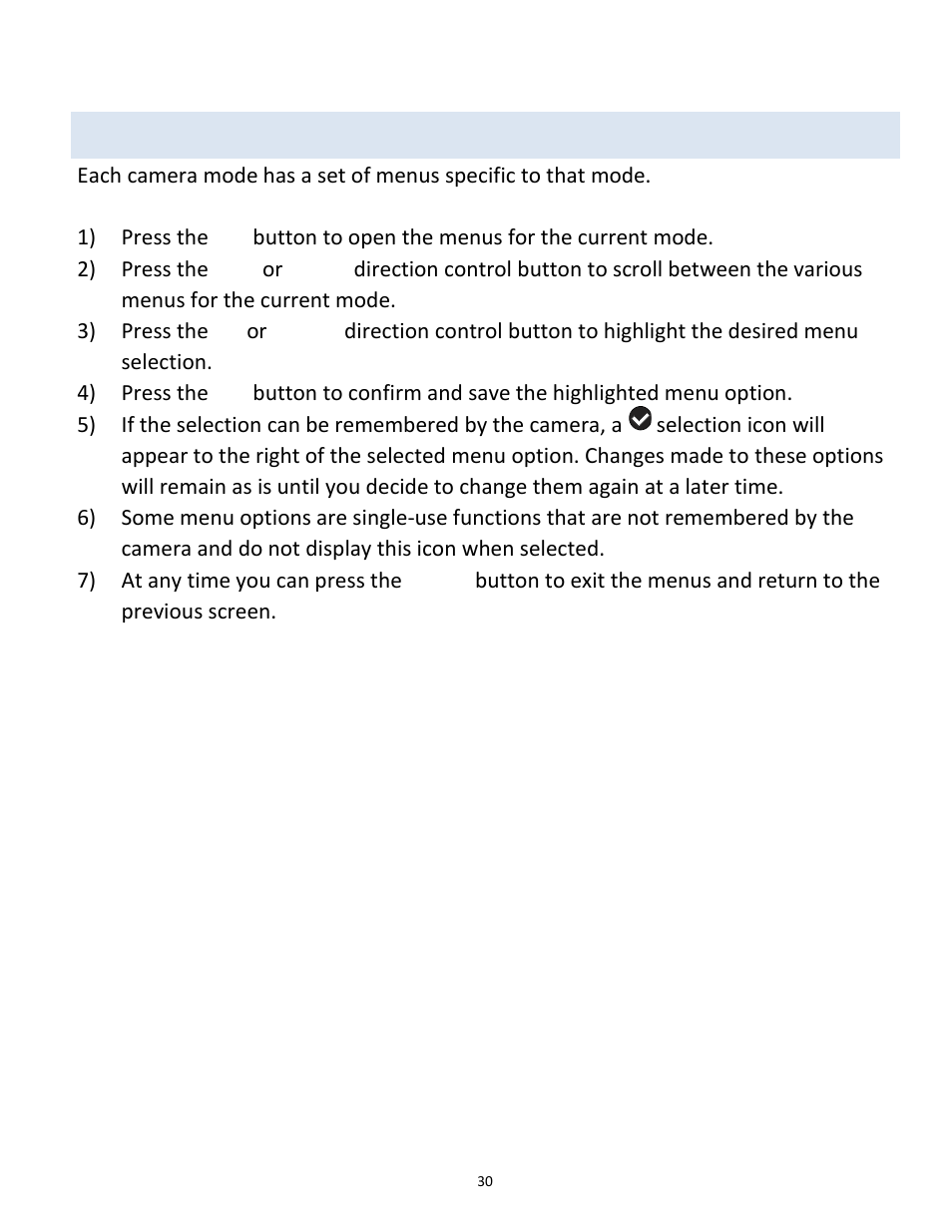 Avigating the, Enus, Navigating the menus | Vivitar vivtarr i7 User Manual | Page 30 / 81