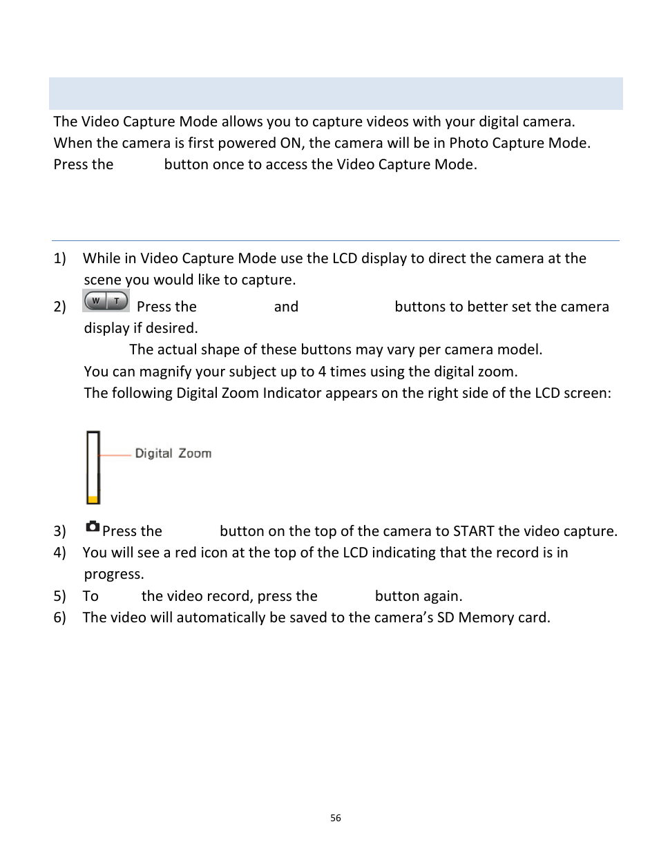 Ideo, Apture, Video capture mode | Vivitar vivtarr i7 User Manual | Page 56 / 81