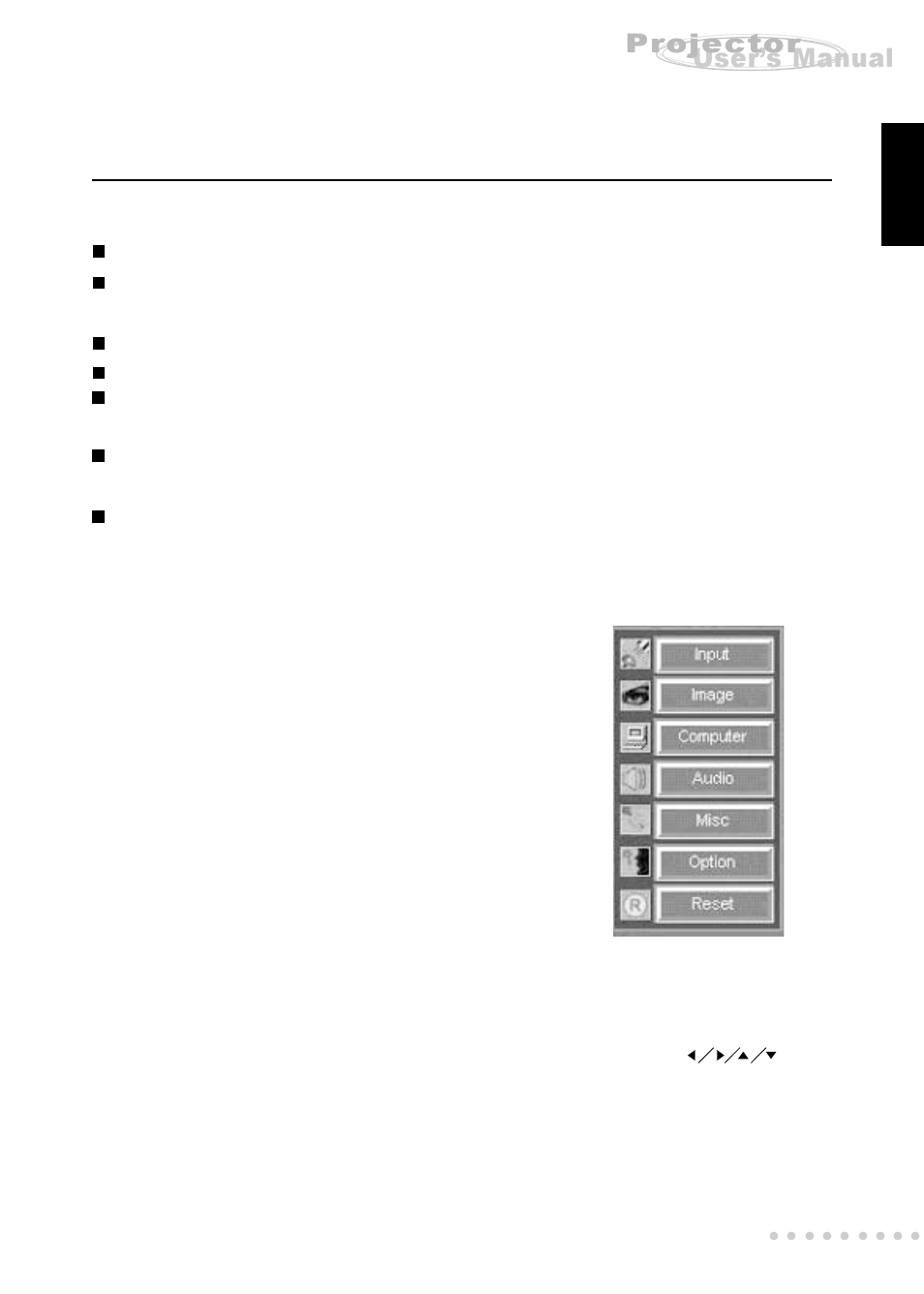 Projector control menus, Accessing the main menu, Changing a menu setting | User’s manual projector | Vivitar DP1500 X User Manual | Page 16 / 35