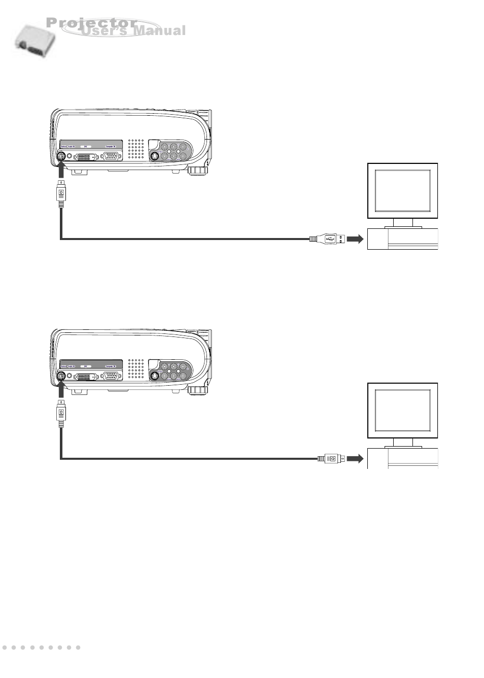 User’s manual projector, Mouse cable (for usb) mouse cable (for ps/2) | Vivitar DP1500 X User Manual | Page 33 / 35