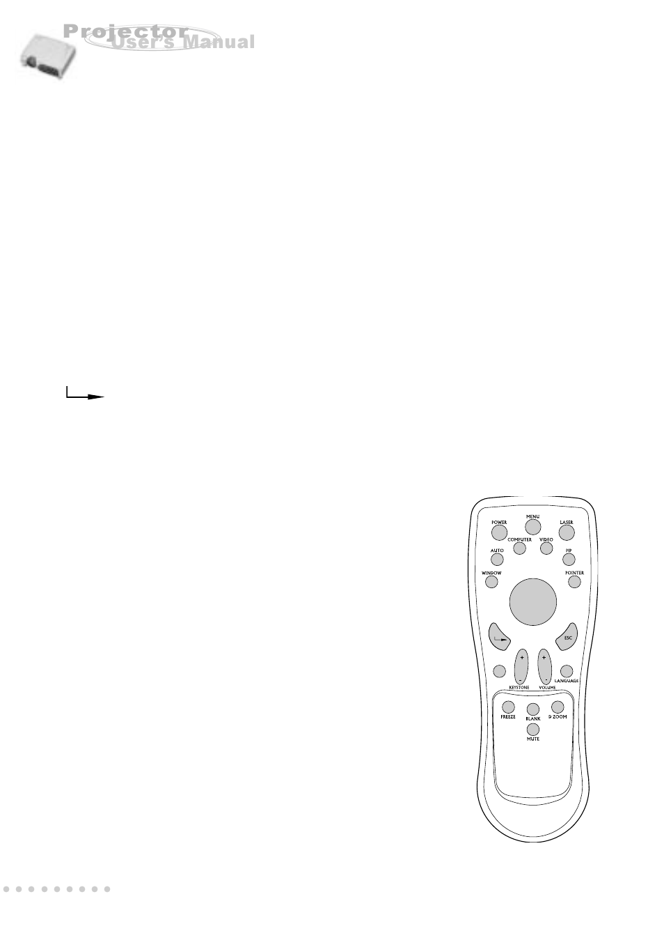 Remote control, User’s manual projector, Button function | Vivitar DP1500 X User Manual | Page 9 / 35