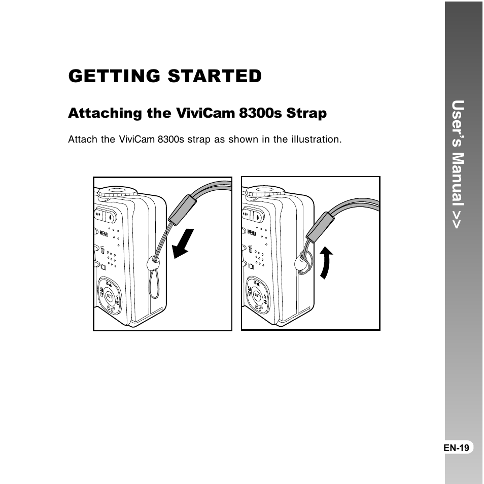 Getting started, User’s manual | Vivitar ViviCam 8300s User Manual | Page 19 / 85