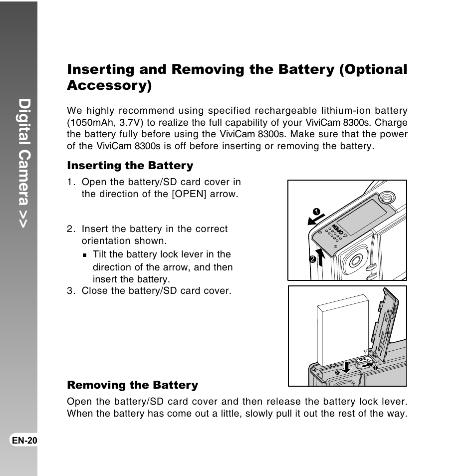 Digital camera | Vivitar ViviCam 8300s User Manual | Page 20 / 85