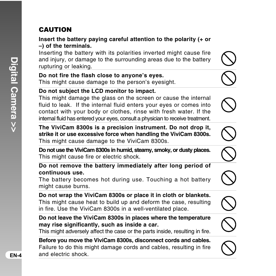 Digital camera | Vivitar ViviCam 8300s User Manual | Page 4 / 85