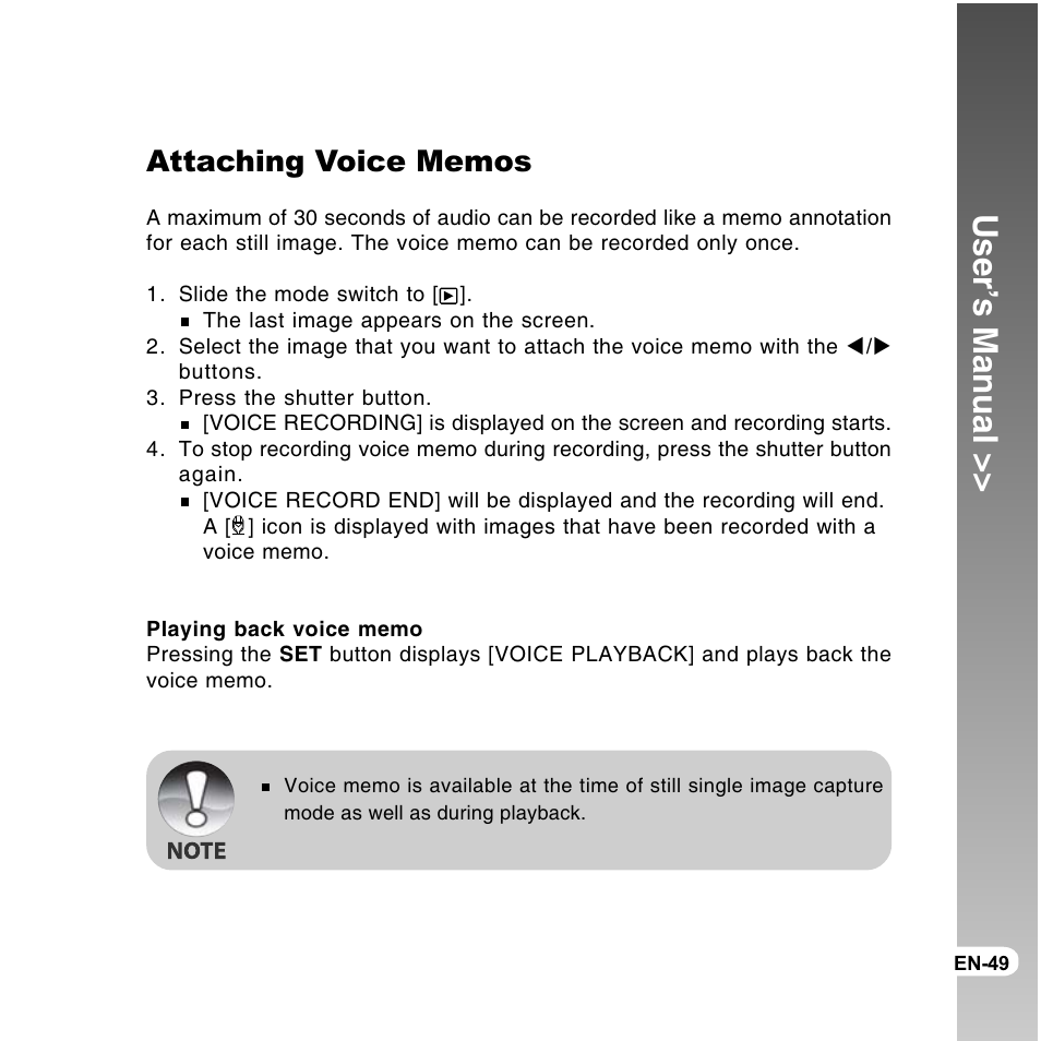 User’s manual | Vivitar ViviCam 8300s User Manual | Page 49 / 85