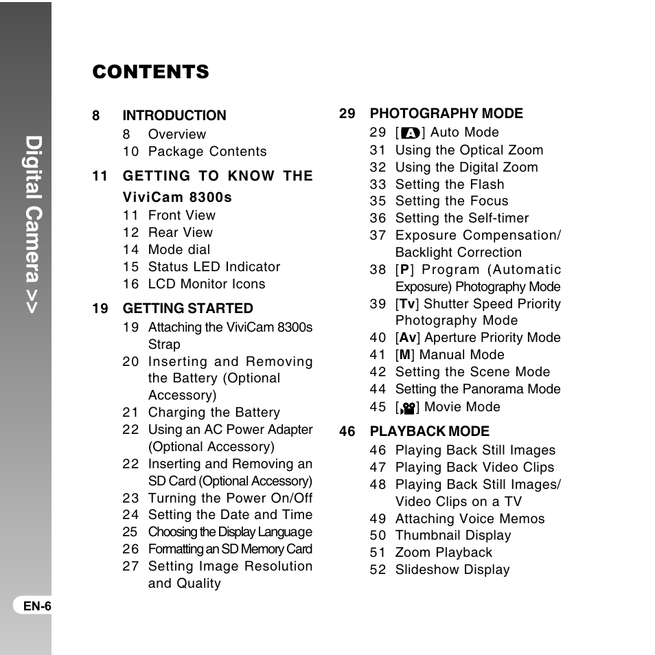 Vivitar ViviCam 8300s User Manual | Page 6 / 85