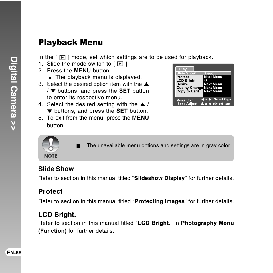 Digital camera, Playback menu | Vivitar ViviCam 8300s User Manual | Page 66 / 85