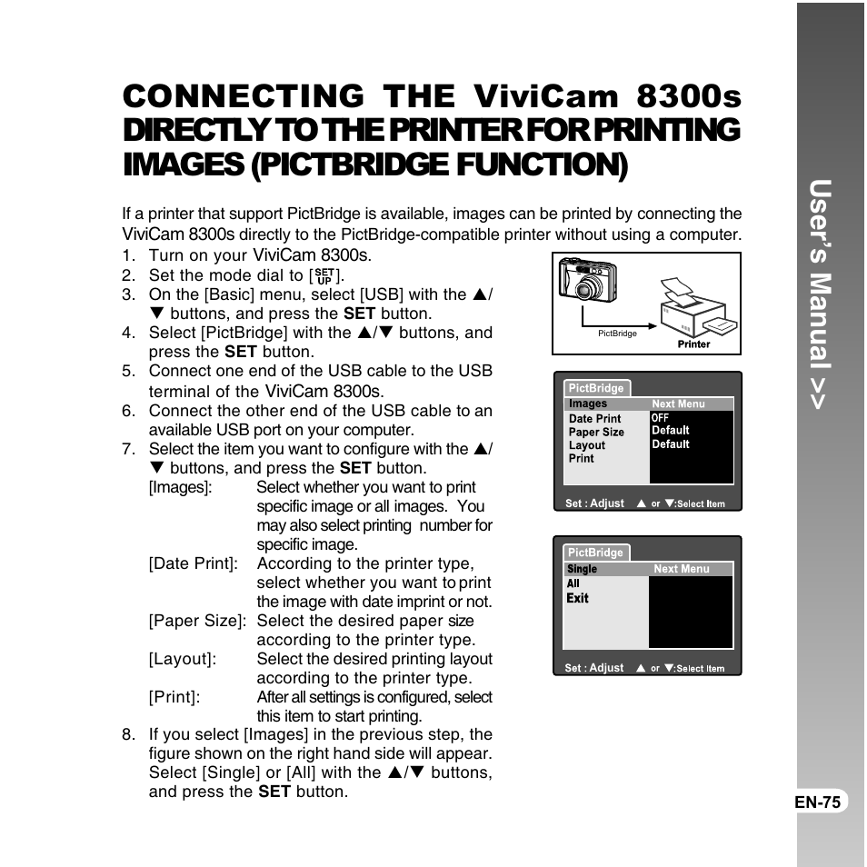 User’s manual | Vivitar ViviCam 8300s User Manual | Page 75 / 85