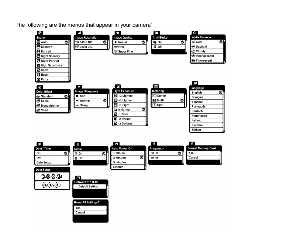 Video capture mode menus | Vivitar ViviCam T026 User Manual | Page 38 / 66