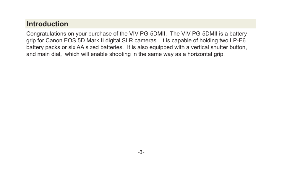 Pg 4 | Vivitar VIV-PG-5DMII User Manual | Page 4 / 20