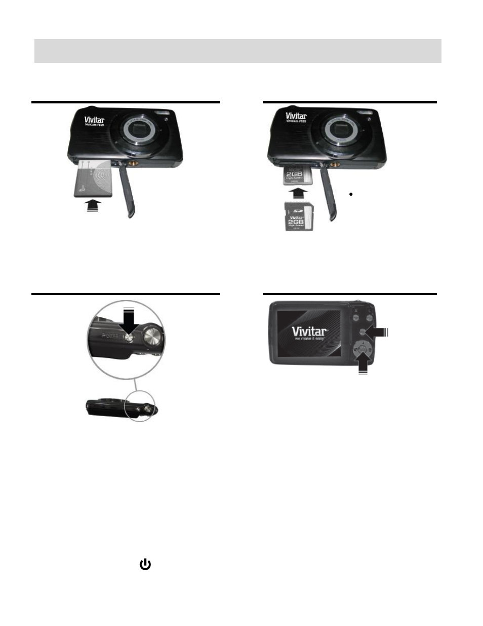 Initial camera setup | Vivitar ViviCam F529 User Manual | Page 5 / 56