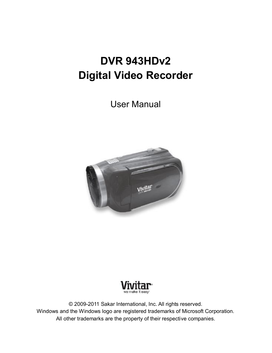 Vivitar DIGITAL VIDEO RECORDER DVR 943HDv2 User Manual | 65 pages