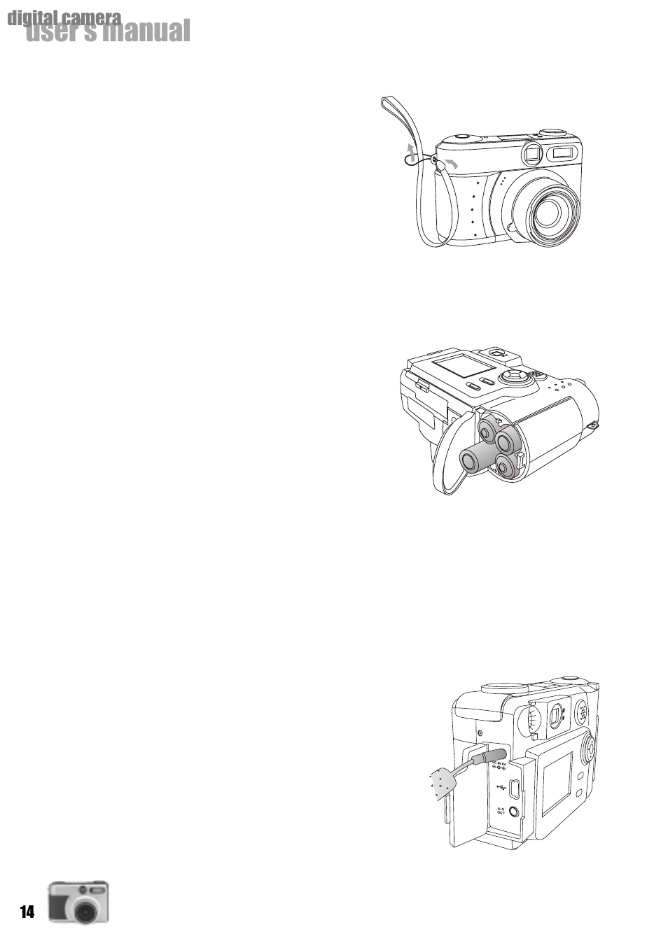 User’s manual, Digital camera attaching the strap, Preparing power supply | Vivitar Vivicam 3735 User Manual | Page 14 / 44