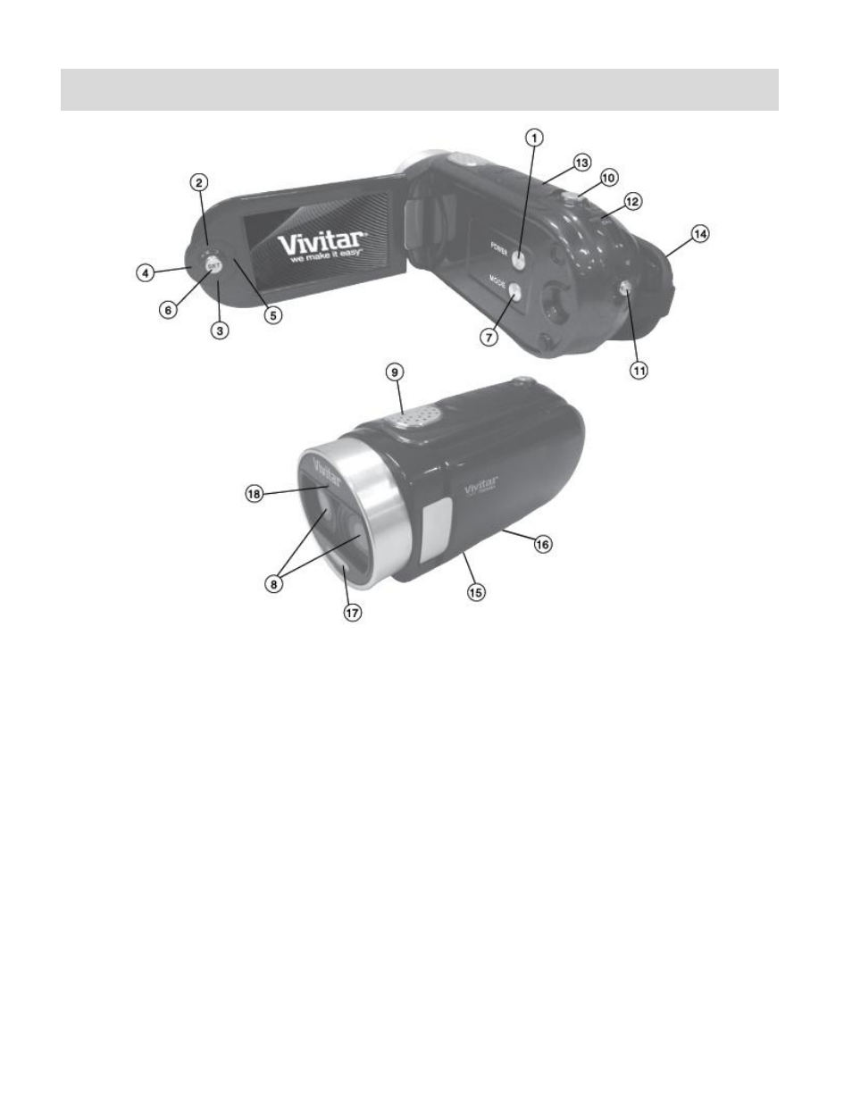 Parts of the camera | Vivitar 3D DIGITAL CAMCORDER DVR 790HD User Manual | Page 4 / 65