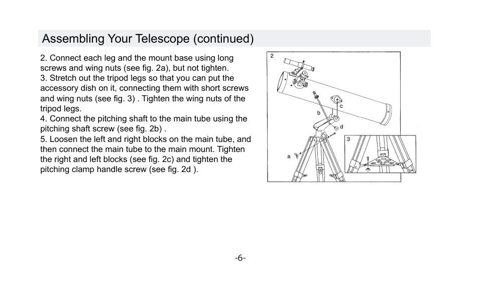 Assembling your telescope (continued) | Vivitar VIV-TEL-76700 User Manual | Page 7 / 16