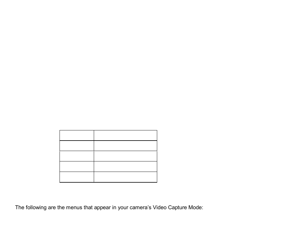 Video capture mode quick function buttons, Video capture mode menus | Vivitar DVR 528 User Manual | Page 12 / 67