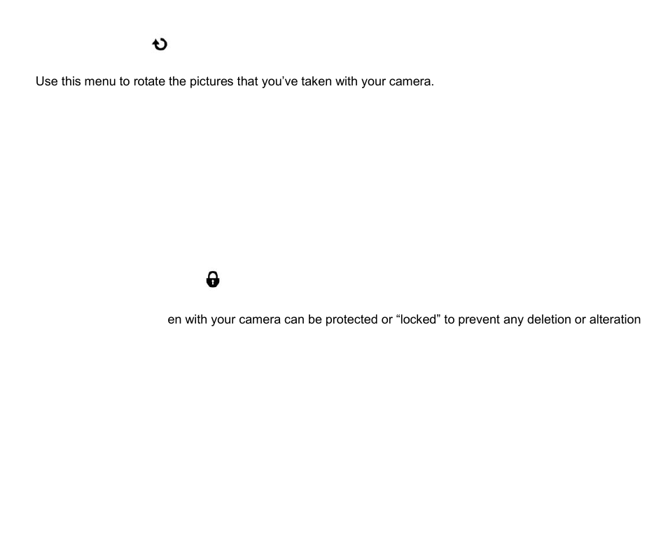 Rotate menu, Protect/lock menu | Vivitar DVR 528 User Manual | Page 53 / 67