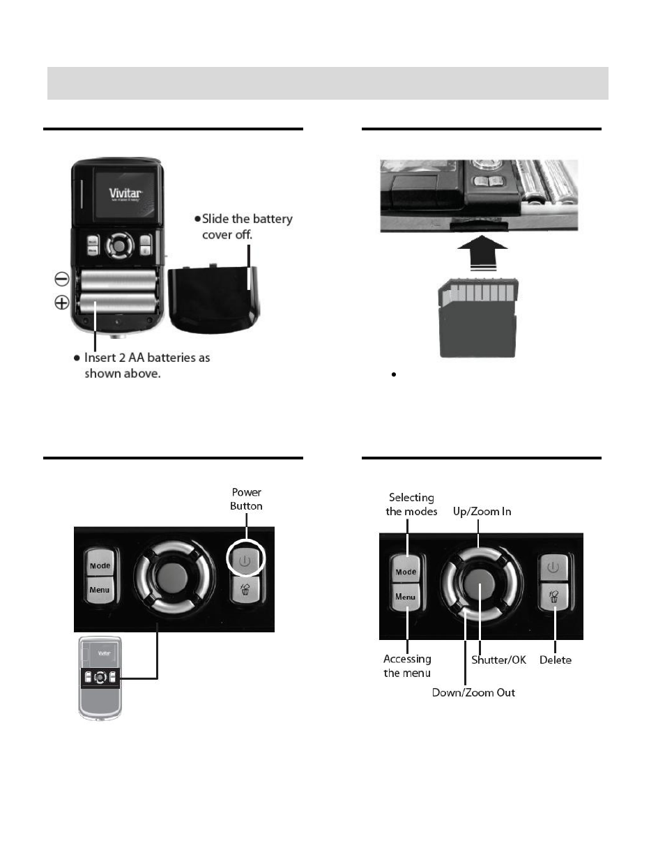Initial camera setup | Vivitar DVR 620V3 User Manual | Page 5 / 36