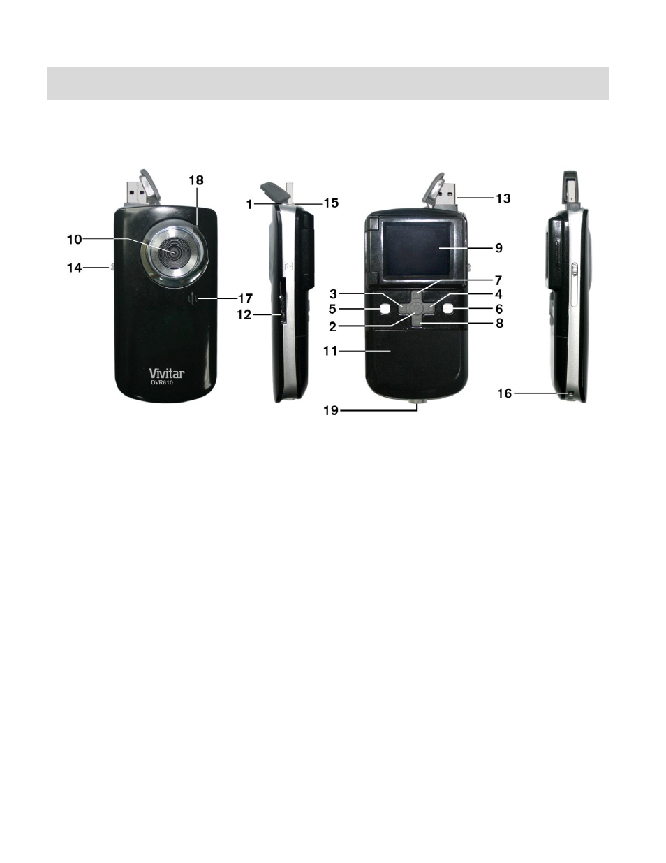 Parts of the camera | Vivitar DVR 610 User Manual | Page 4 / 50