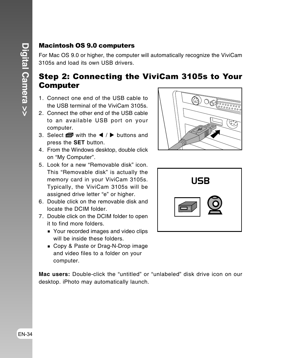 Digital camera | Vivitar ViviCam 3105s User Manual | Page 34 / 45