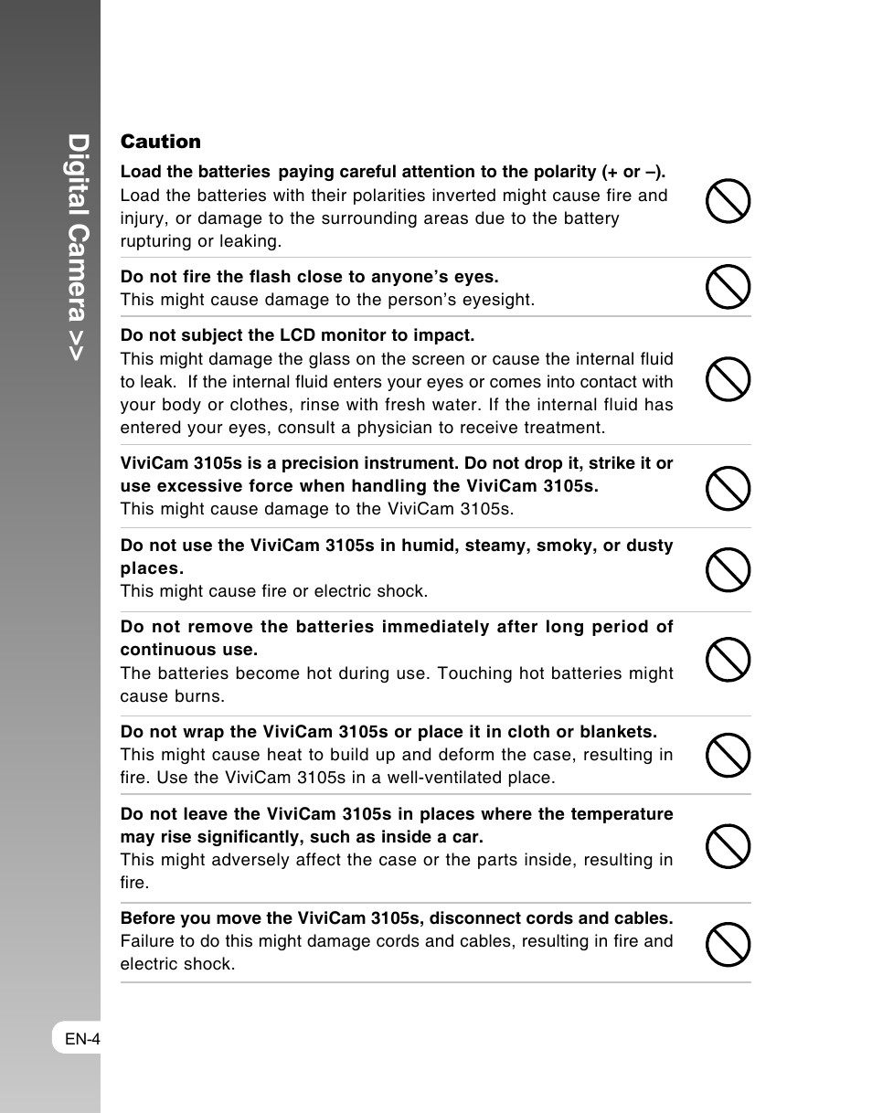 Digital camera | Vivitar ViviCam 3105s User Manual | Page 4 / 45