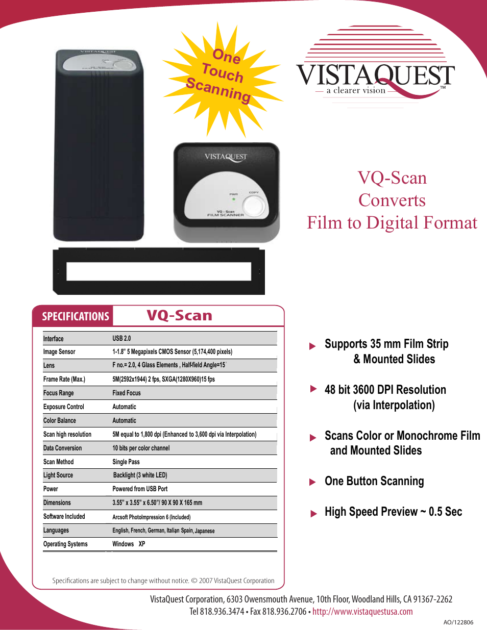VistaQuest VQ Scan User Manual | 1 page