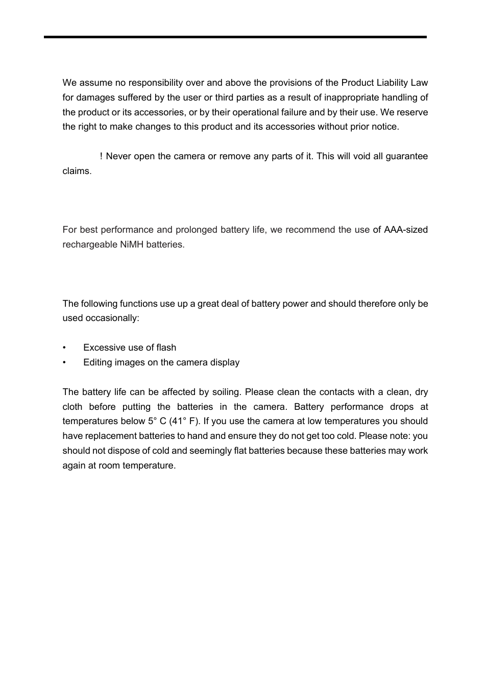 Disclaimer, Using your batteries, Extending battery life | VistaQuest AgfaPhoto sensor 505-D User Manual | Page 3 / 53